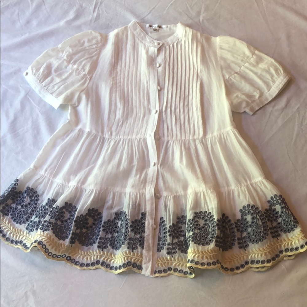 Anthropology Button Down Blouse Peplum- Size XS